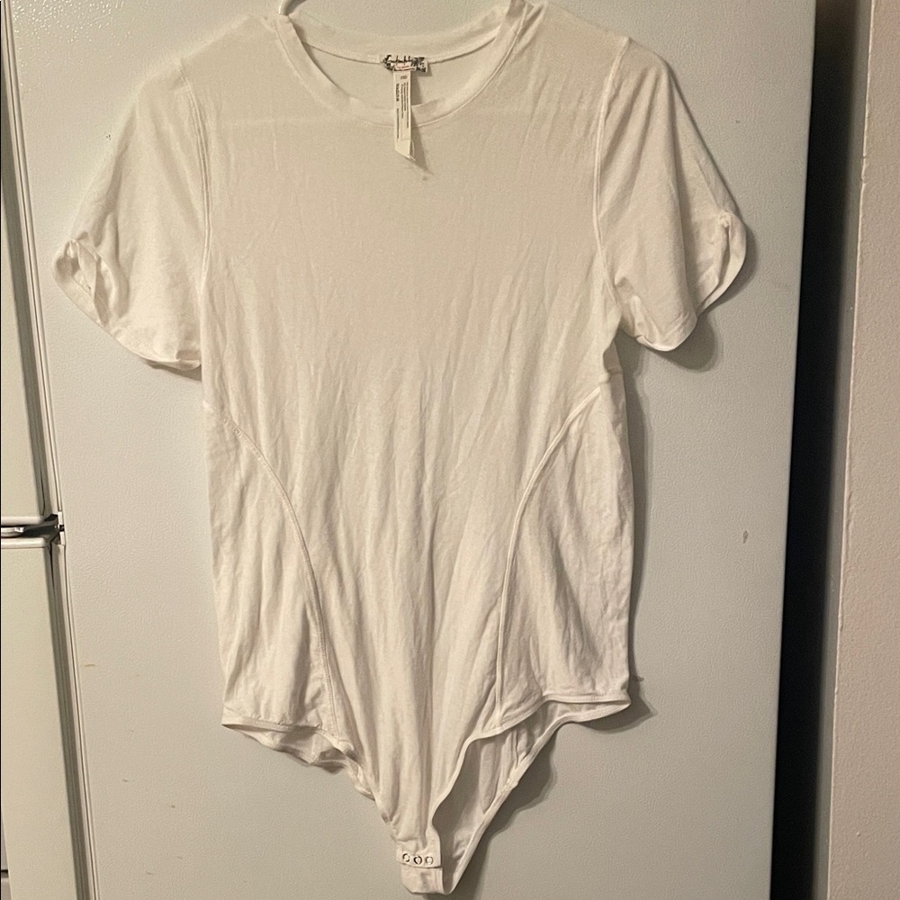 Free People‎ Medium White Tee Shirt Bodysuit
